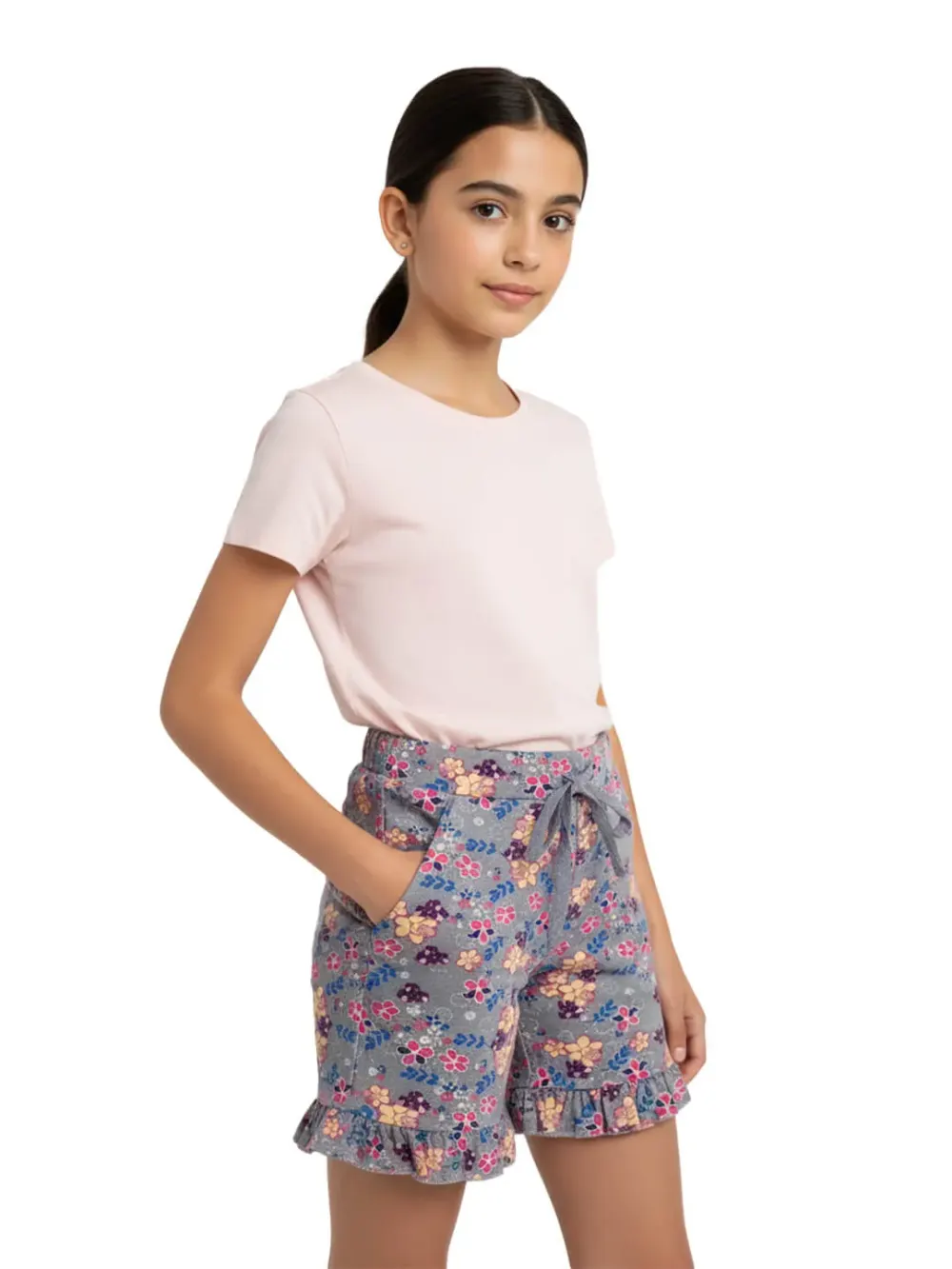 Shorts For Girls, Girls Floral Print Shorts Cute Fun 100% Cotton by LAMBLILY