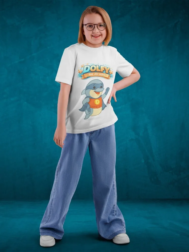 Tshirt for kids - Dolfy Tshirts for Kids 7-12Y Happy Fun Tee, close-up detail
