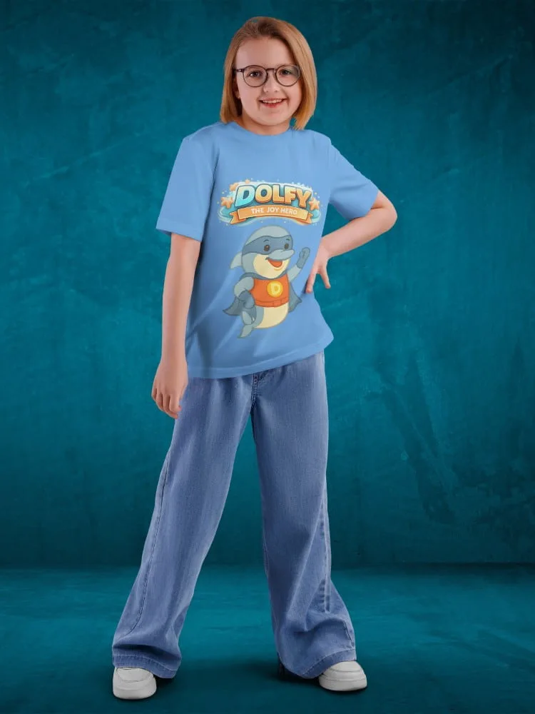 Tshirt for kids - Dolfy Tshirts for Kids 7-12Y Happy Fun Tee, full outfit view
