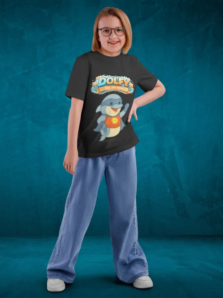 Tshirt for kids - Dolfy Tshirts for Kids 7-12Y Happy Fun Tee, close-up detail