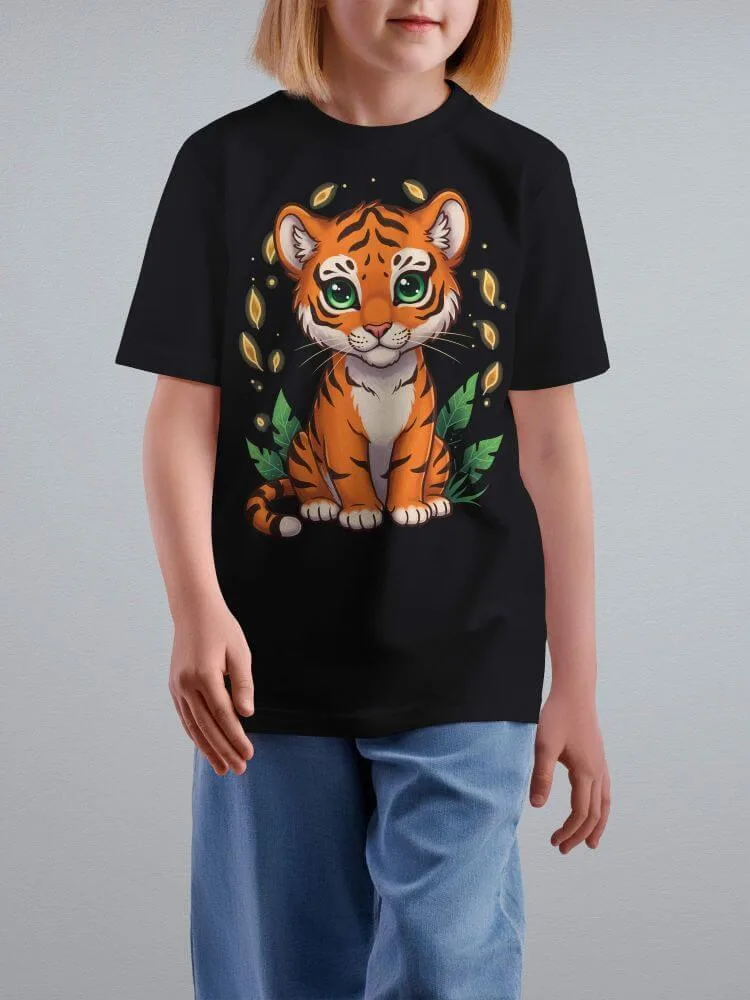 Tshirt for Kids Tiger Cub 2-6Y Amazing Fun Tee, close-up detail