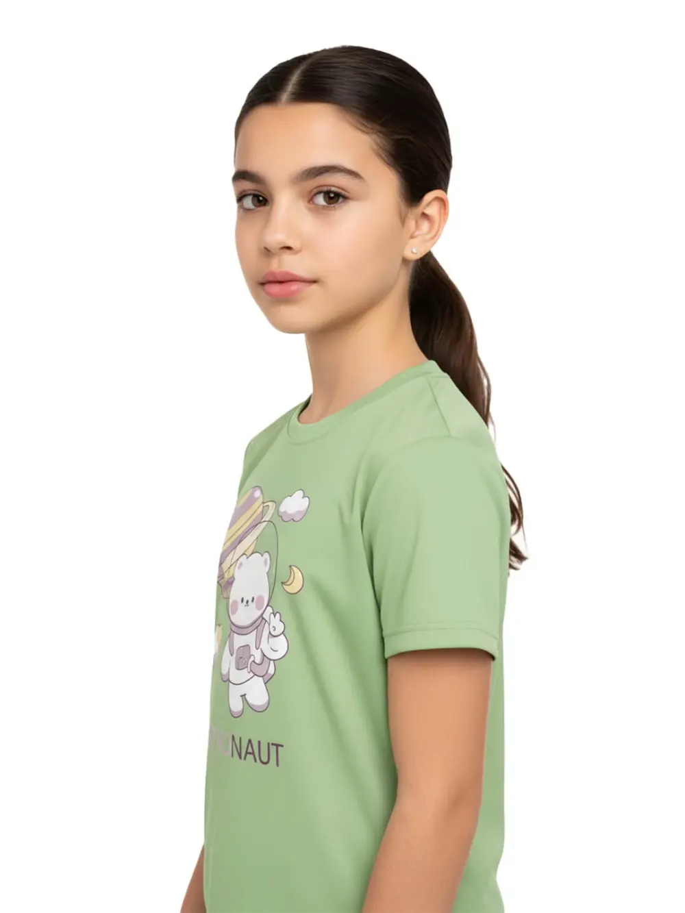 Tshirt for Girls Cute Astronaut 2-6Y Amazing Fun, close-up detail