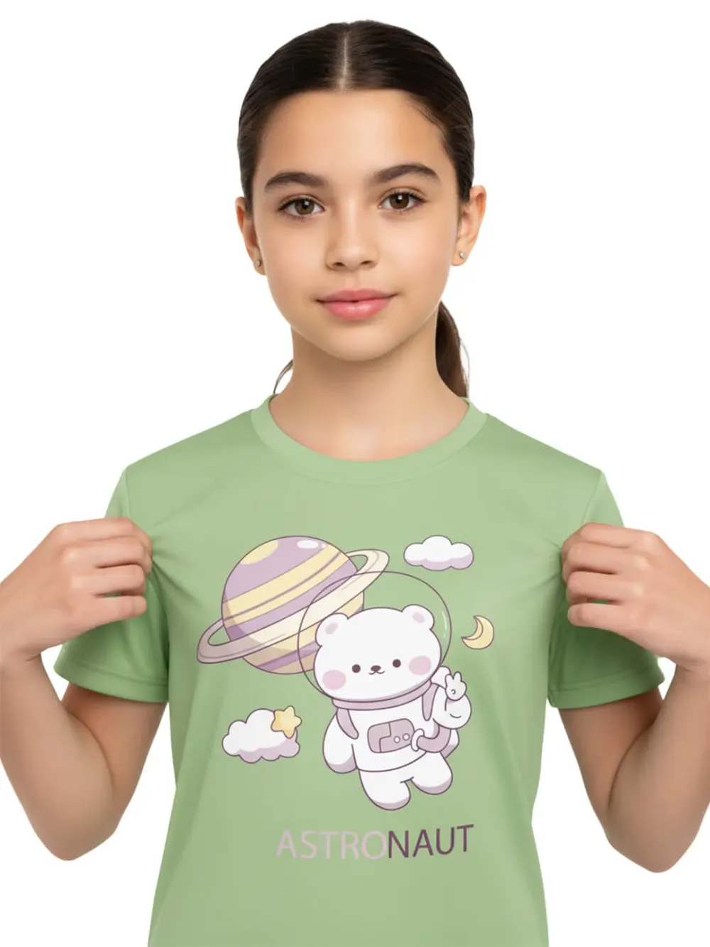 Tshirt for Girls Cute Astronaut 2-6Y Amazing Fun, side view