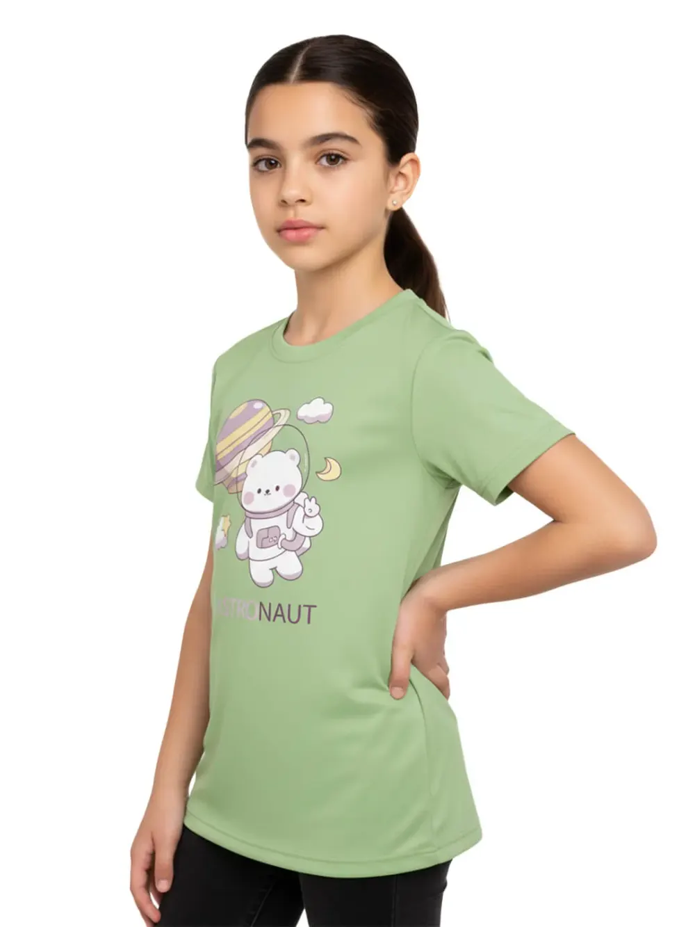 Tshirt for Girls Cute Astronaut 2-6Y Amazing Fun, back view