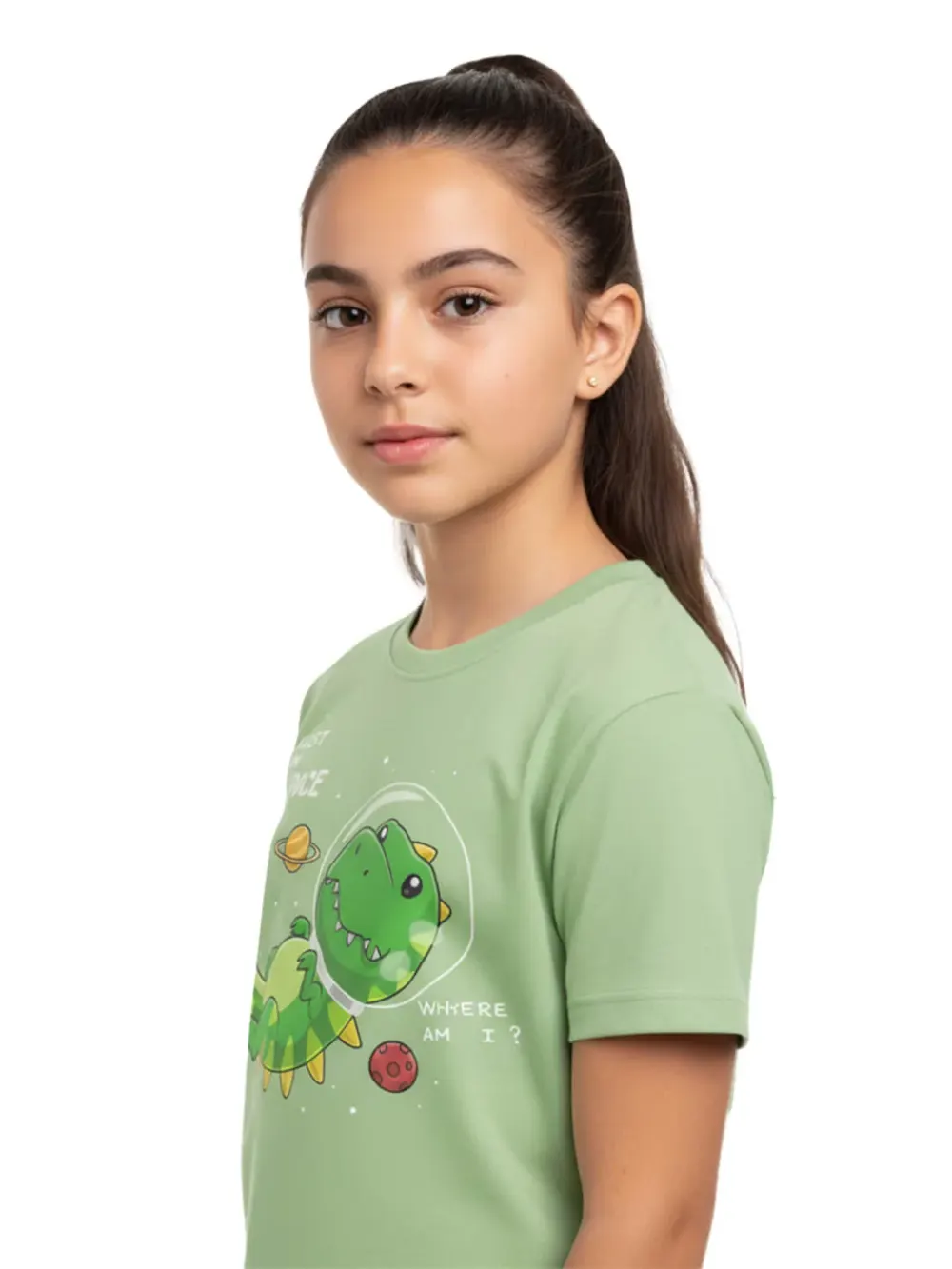 Tshirt for Kids Space Dinosaur 2-6Y Amazing Fun, full outfit view