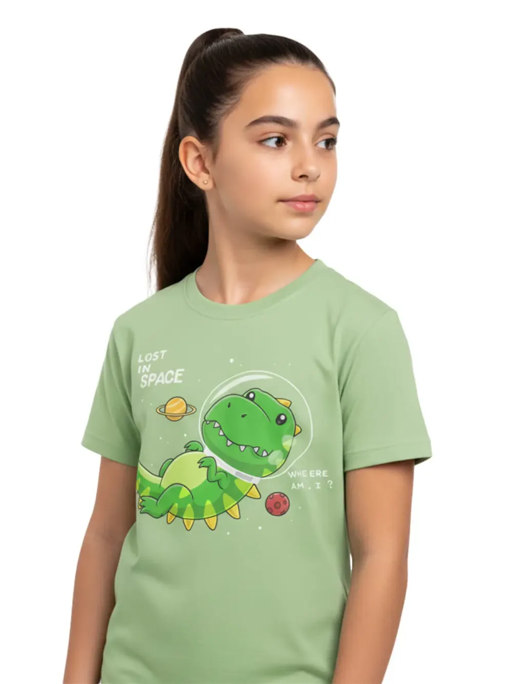 Tshirt for Kids Space Dinosaur 2-6Y Amazing Fun, back view