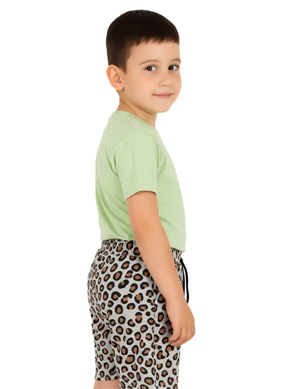 Shorts for kids - Kids Animal Print Shorts Cute Fun 100% Cotton, full outfit view