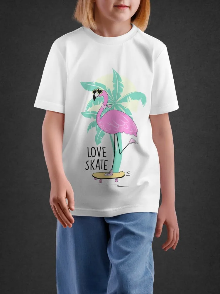 Tshirt For Girls, Tshirt for Girls Flamingo Skate 11-16Y Cute Fun by LAMBLILY