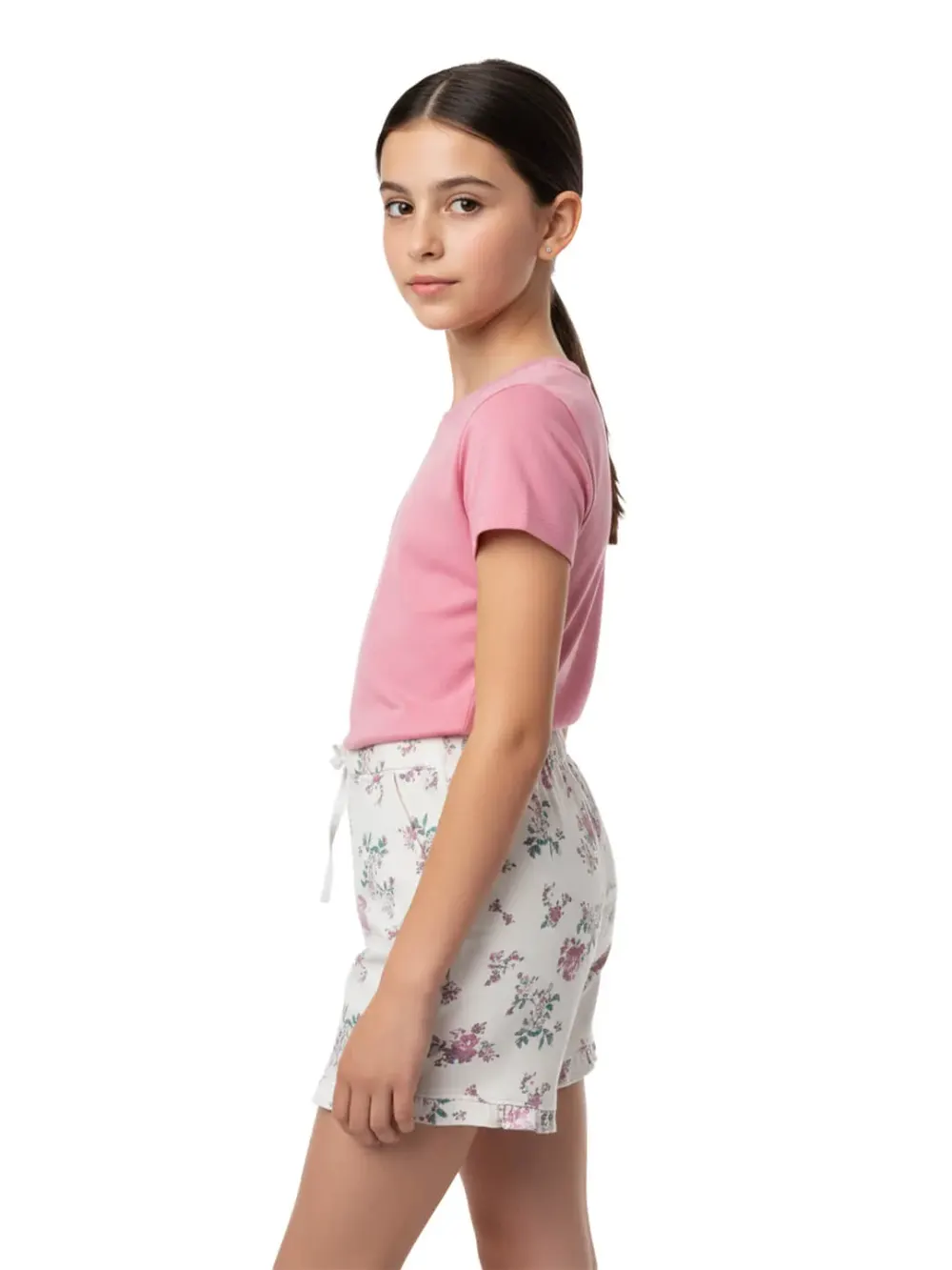 Shorts for girls - Girls Floral Shorts Cute Fun 100% Cotton, fabric detail
