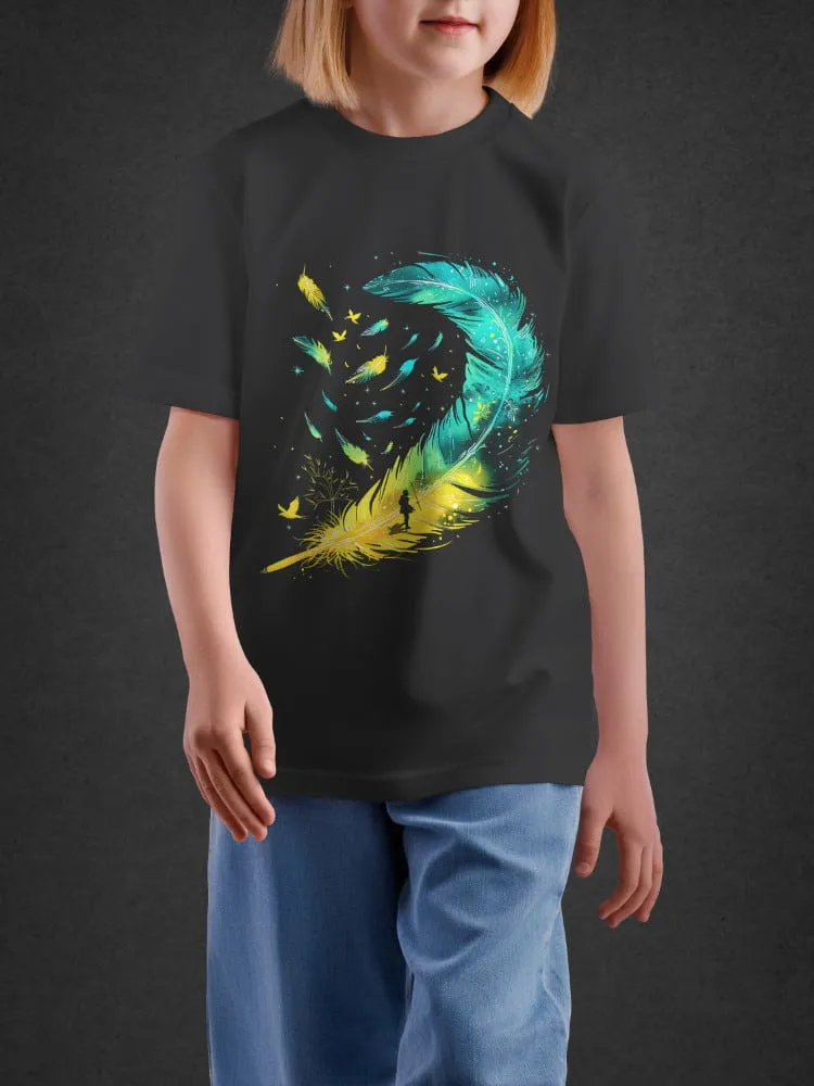 Tshirt For Girls, Tshirt for Girls Magic Feather 11-16Y Cute Fun by LAMBLILY
