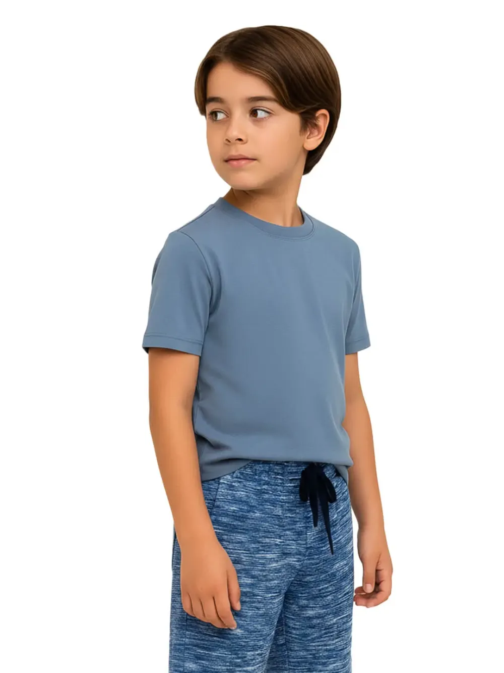 Shorts for kids - Kids Melange Shorts Cute Fun 100% Cotton, full outfit view