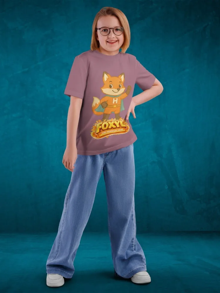 Tshirt for kids - Foxyl Tshirts for Kids 7-12Y Cute Fun Tee, fabric detail