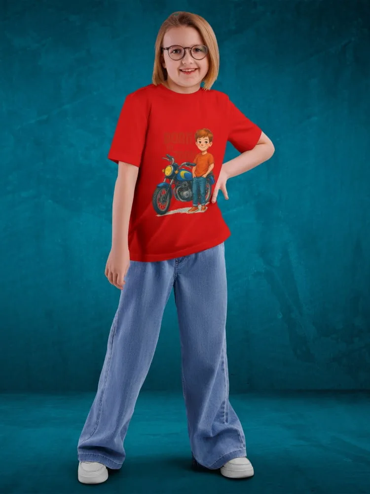 Tshirt for Boys Bike Rider 7-12Y Amazing Fun Tee, close-up detail