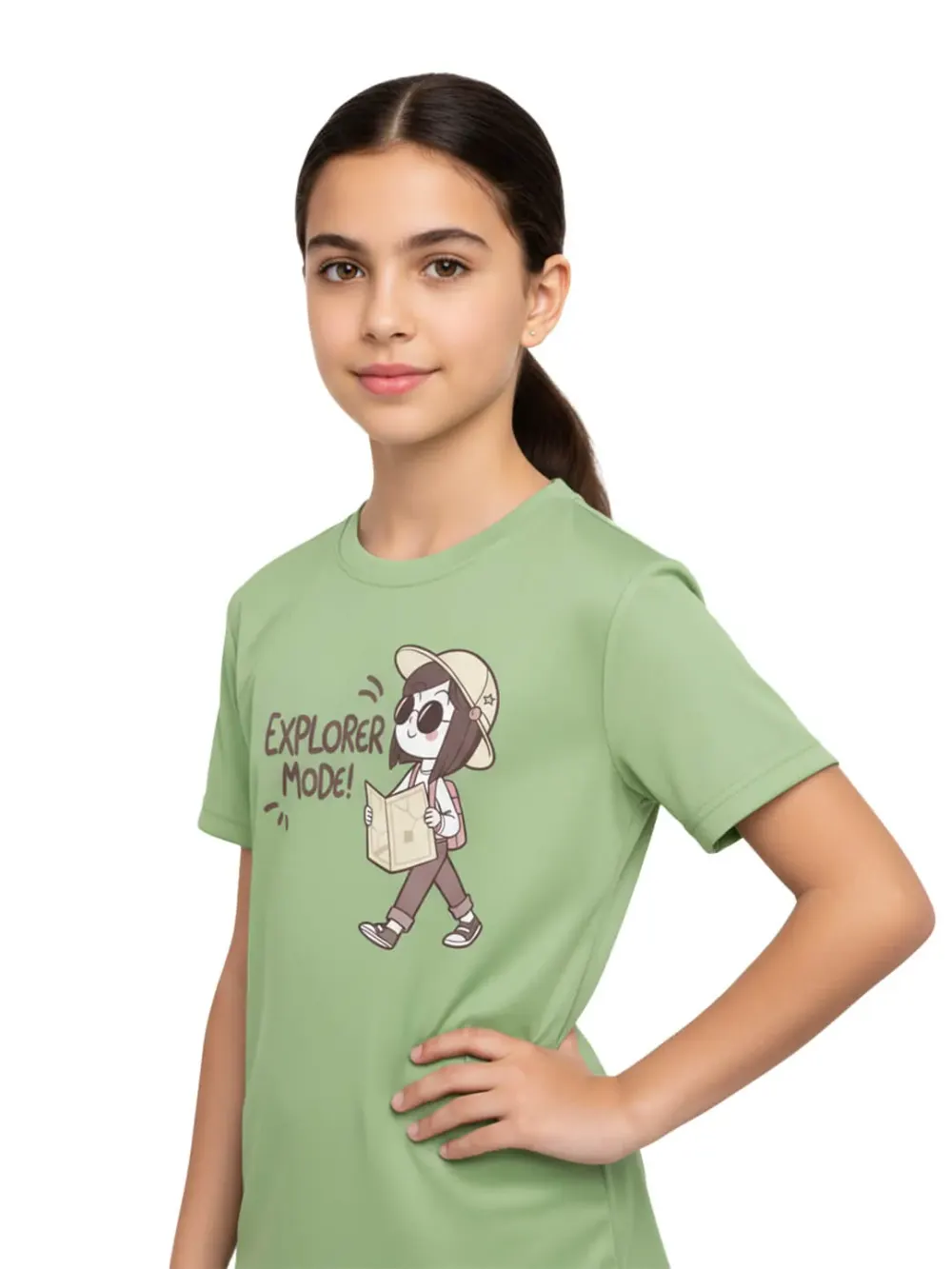 Tshirt for Girls Explorer 2-6Y Amazing Fun Tee, close-up detail